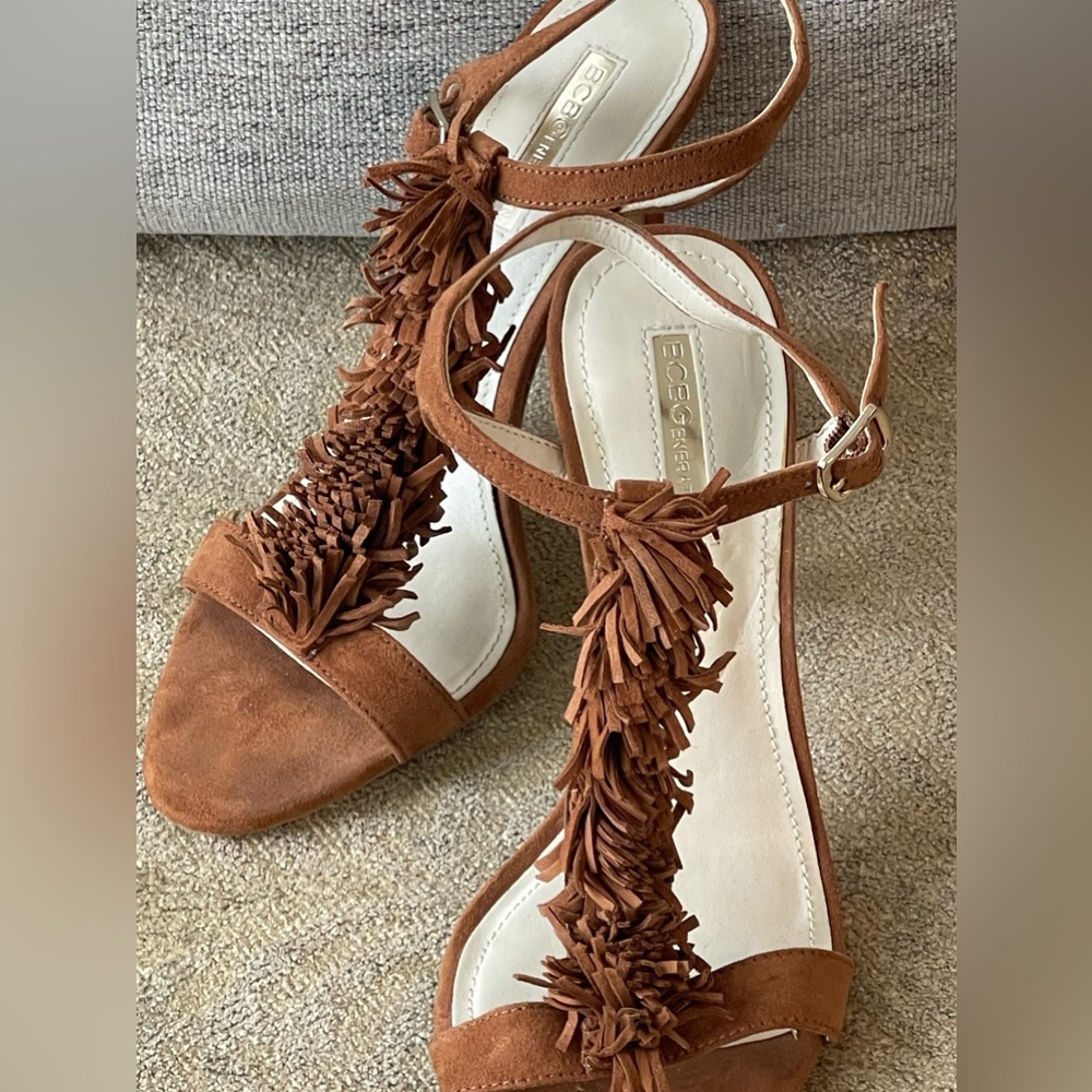 BCBG Fringed heeled sandals